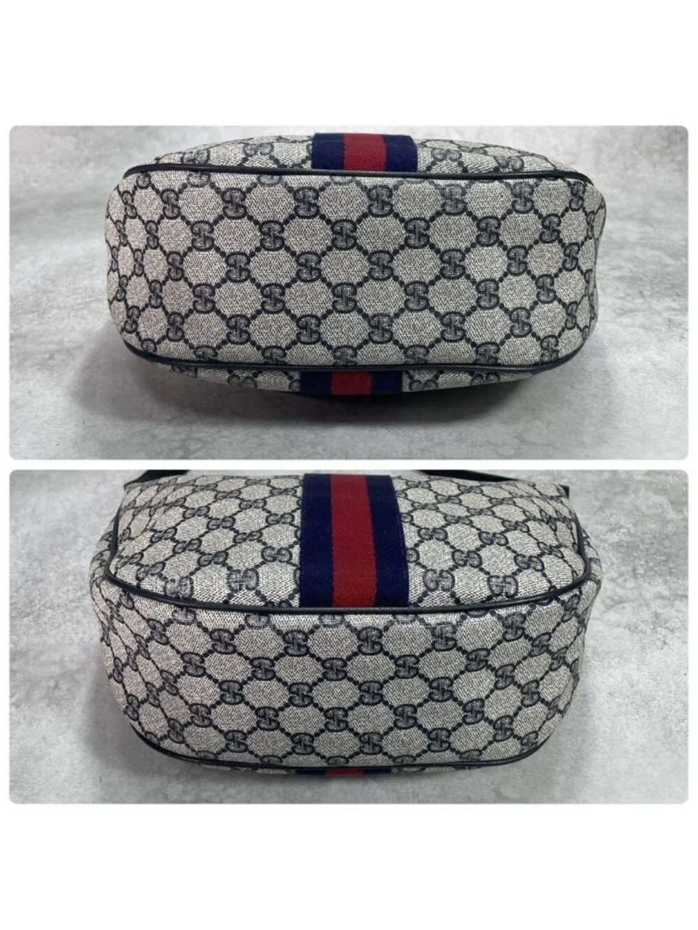 Gucci GG Sherry Line Shoulder Bag Navy Leather Logo